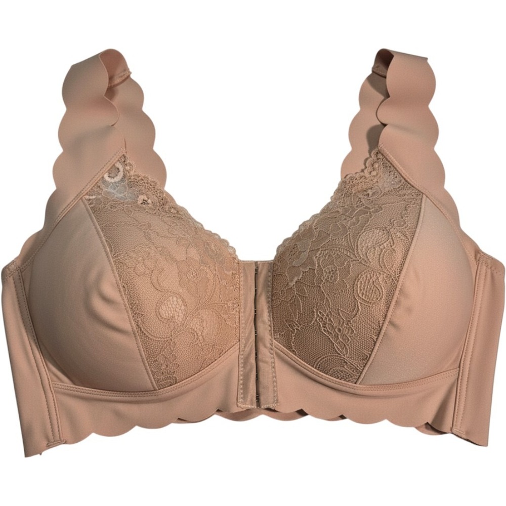 Unbranded Front‎ Closure Lace Bralette Women US 40C Nude Scalloped Edge Seamless